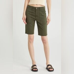 Ag Adriano Goldschmied Wes Cotton & Linen Shorts Relaxed Straight Short Size 24